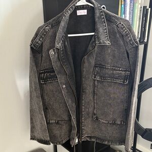 Pink Lily Black Jean Jacket